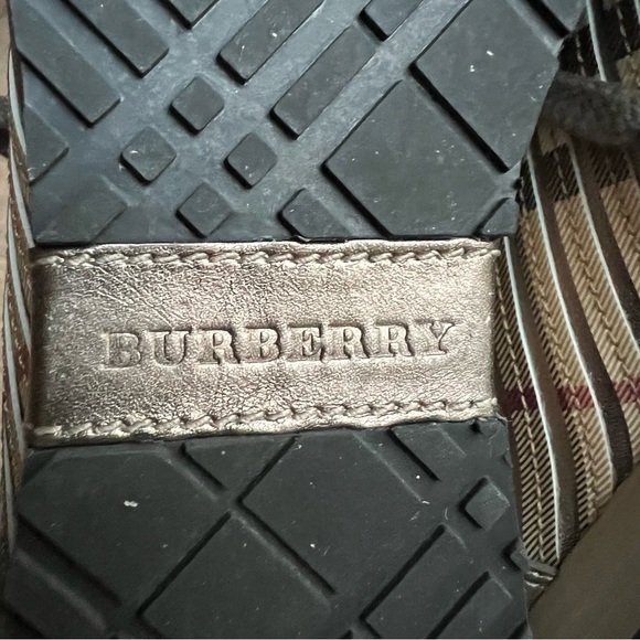 Burberry Metallic Leather Check Leather trim Lace Up Sneakers EU38 US8 - Picture 10 of 15